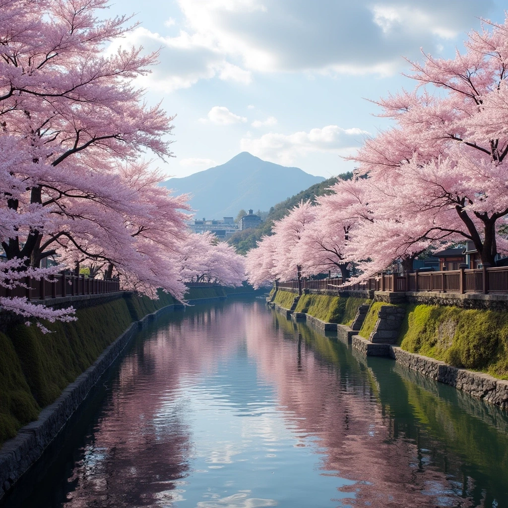 Traditional temple in Kyoto with cherry blossoms